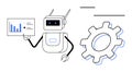 Robot Analyzing Data and Presenting a Chart with a Gear for Automation Concept Royalty Free Stock Photo