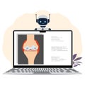Robot analyzing medical image on laptop screen in a healthcare concept illustration Royalty Free Stock Photo