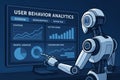 Robot Analyzing User Behavior Analytics Interface Royalty Free Stock Photo