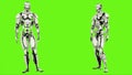 Robot android is agreeing. Realistic looped motion on green screen background. 3D Rendering.