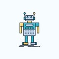 robot, Android, artificial, bot, technology Flat Icon. green and Yellow sign and symbols for website and Mobile appliation. vector Royalty Free Stock Photo