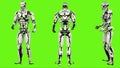 Robot android is drunk idle. Realistic looped motion on green screen background. 3D Rendering.