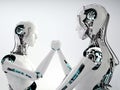 Robot android men team work Royalty Free Stock Photo