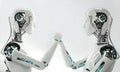 Robot android men team work Royalty Free Stock Photo