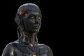 Robot Android Woman Humanoid - isolated in black background