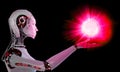 Robot android women with light Royalty Free Stock Photo