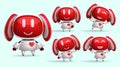 Robot animal characters vector set. Robotic kawaii girls character with cute facial gestures in pixels for friendly modern cyborg. Royalty Free Stock Photo