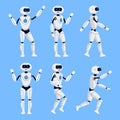 Robot Animation Set on a Blue Background. Vector