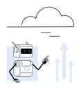 Futuristic Robot Pointing Towards Cloud with Upward Arrows Representing Growth and Innovation Royalty Free Stock Photo