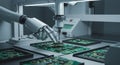 Robotic Arm Assembling Circuit Boards Royalty Free Stock Photo