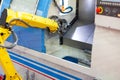 Robot arm with CNC lathe machine