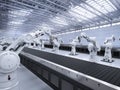 Robot arm with conveyor line