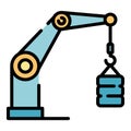 Robot arm crane icon color outline vector