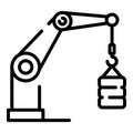 Robot arm crane icon, outline style