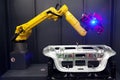 Robot arm with 3D scanner. Automated scanning. Royalty Free Stock Photo