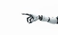 robot arm with hand pointing, AI technology, white humanoid android, artificial intelligence, autonomous robot design