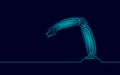 Robot arm low poly manipulator. Part construct assembly triangle shape. Continuous one line art robotic artificial