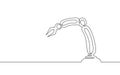 Robot arm low poly manipulator. Part construct assembly triangle shape. Continuous one line art robotic artificial