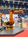 Robot arm for scan part working show it to customers in Metalex 2020 exhibition