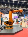 Robot arm for scan part working show it to customers in Metalex 2020 exhibition