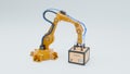 Robot arm,The robot arm is working smartly in the shipping department of the factory
