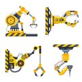 Robot arms set or factory machine hands Royalty Free Stock Photo