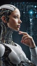 Robot, artificial intelligence in the form of a human robot. Generative AI. Artificial intelligence