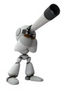 A robot with artificial intelligence that predicts the future with a telescope. Royalty Free Stock Photo