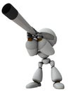 A robot with artificial intelligence that predicts the future with a telescope. Royalty Free Stock Photo