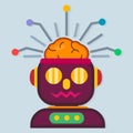 Robot with artificial intelligence vector illustration concept logo Royalty Free Stock Photo