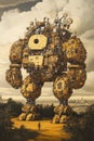 A robot artist creating pixel art masterpieces