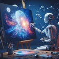 A robot artist at work, creating a masterpiece on a digital canvas. Generative Ai