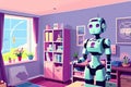 Robot as a housewife indoor. Generative Ai