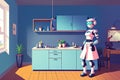 Robot as a housewife indoor. Generative Ai