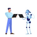 Robot as a support sevice worker. Idea of artificial intelligence