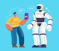 Robot assistant with artificial intelligence and human. Robotics, engineering technologies