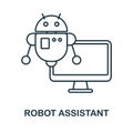 Robot Assistant icon. Line element from internet technology collection. Linear Robot Assistant icon sign for web design Royalty Free Stock Photo