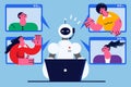 Robot assistant talk on webcam call with people
