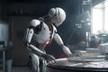 robot assistant washes dishes in the kitchen generative ai