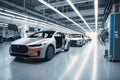 automobile industrial automotive factory industry machine transportation technology assembly car. Generative AI.