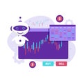 Robot automatic stock trading illustration design concept