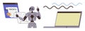 Robot Automating Invoice Processing with Digital Workflow and Computer Integration Royalty Free Stock Photo