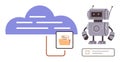 Robot automation integrating cloud storage and file organization with digital connectivity Royalty Free Stock Photo