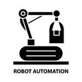 robot automation sign icon, black vector sign with editable strokes, concept illustration