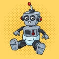 robot baby in diapers pinup pop art vector