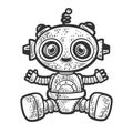 robot baby in diapers sketch vector illustration