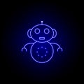 robot baby gear line icon in blue neon style. Signs and symbols can be used for web, logo, mobile app, UI, UX