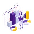 Robot Bar Chart Composition Royalty Free Stock Photo