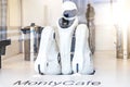 Robot barista, contactless service.Robotics. Technology trends in business. A futuristic concept