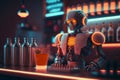 Robot bartender at the bar.